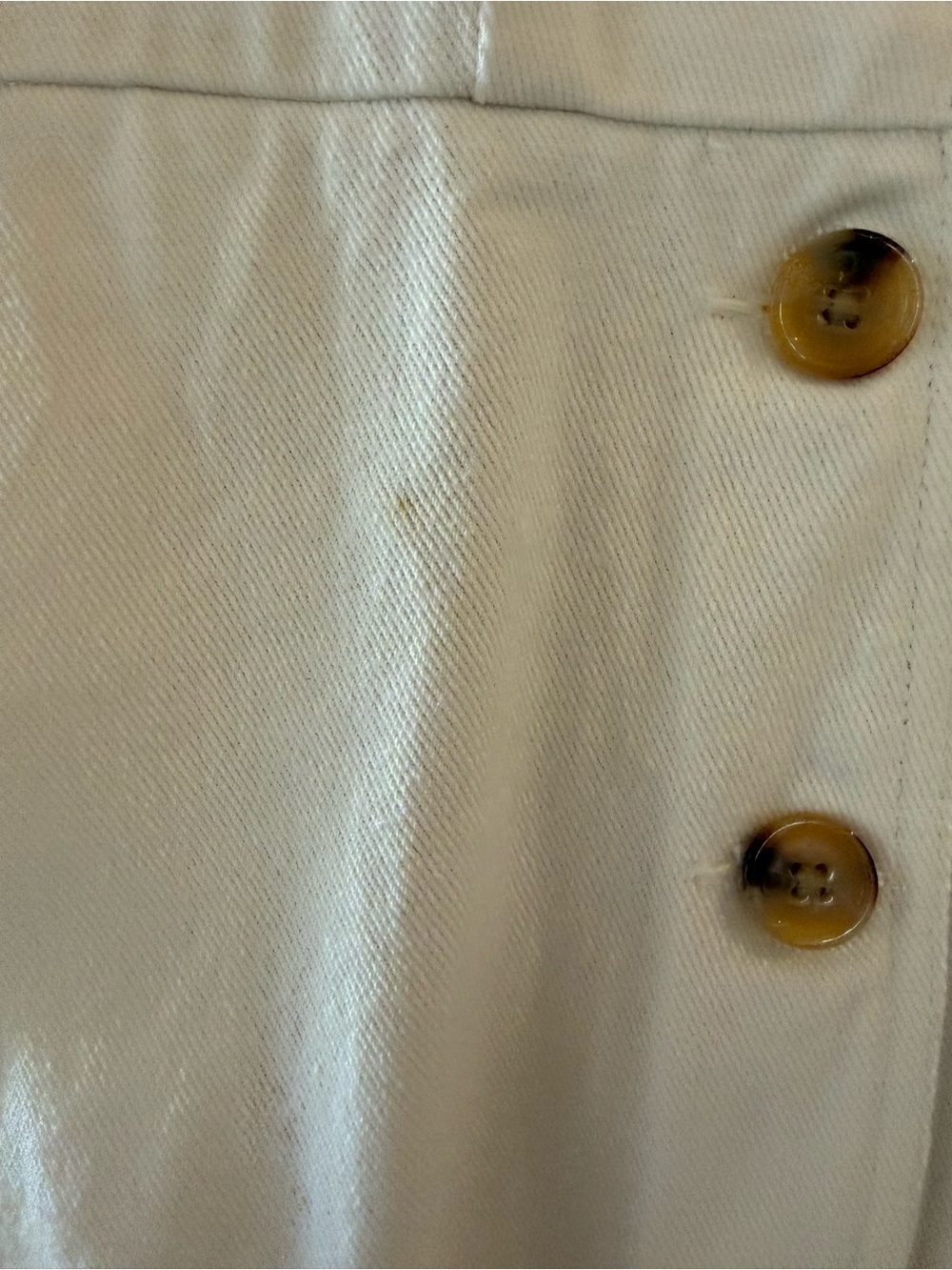 Cream denim Button-Front dress - Picture 2 of 5